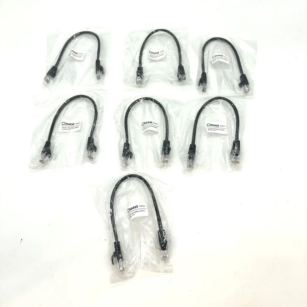 Lot of 7 Toast Cat5e Ethernet Cables 1FT Black Patch Cords – MNP601 – NEW